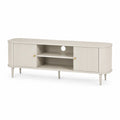 TV-Lowboard 160 x 40 x 55 cm aus MDF mit abgerundeter Rechteckform in Cremeweiss