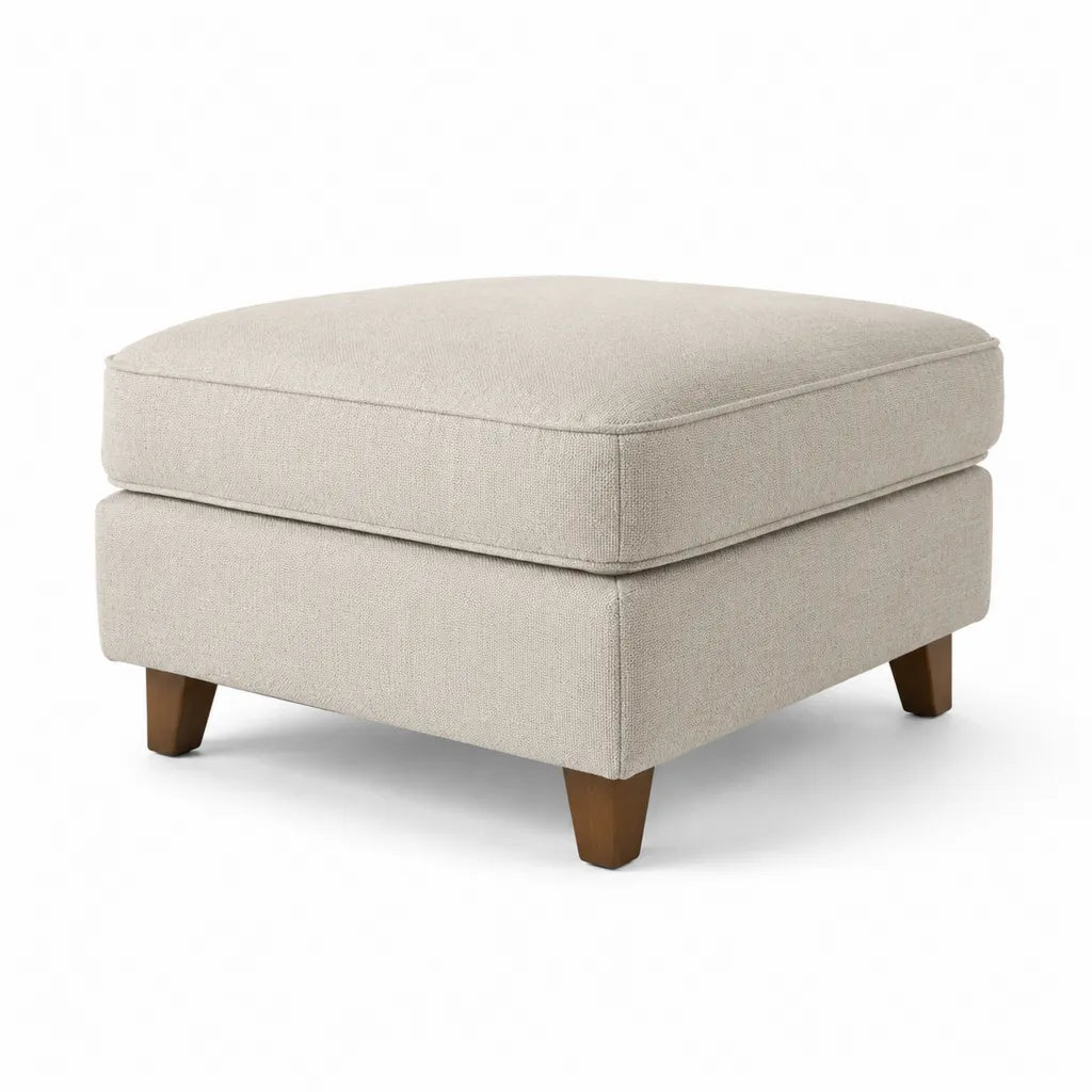 Polsterhocker mit Polyesterbezug und Schaumstoffpolsterung rechteckig Beige 80 x 60 x 45 cm