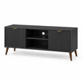 TV-Lowboard mit 2 Turen und offenen Fachern aus MDF rechteckig schwarz 140 x 40 x 55 cm