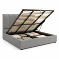 Stauraumbett Polsterbett 180 x 200 cm mit Gasdruckfeder Lattenrost Polyester Grau