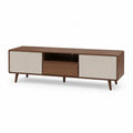 TV-Lowboard Fernsehtisch 180 x 40 x 55 cm MDF mit Walnussfurnier rechteckig Nussbraun Beige