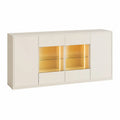 TV-Lowboard mit Vitrine und LED-Beleuchtung 180 x 40 x 100 cm Holzwerkstoff Glas Weiss