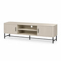 TV-Lowboard mit 2 Turen und offenen Fachern MDF und Stahl Beige 160 x 40 x 50 cm