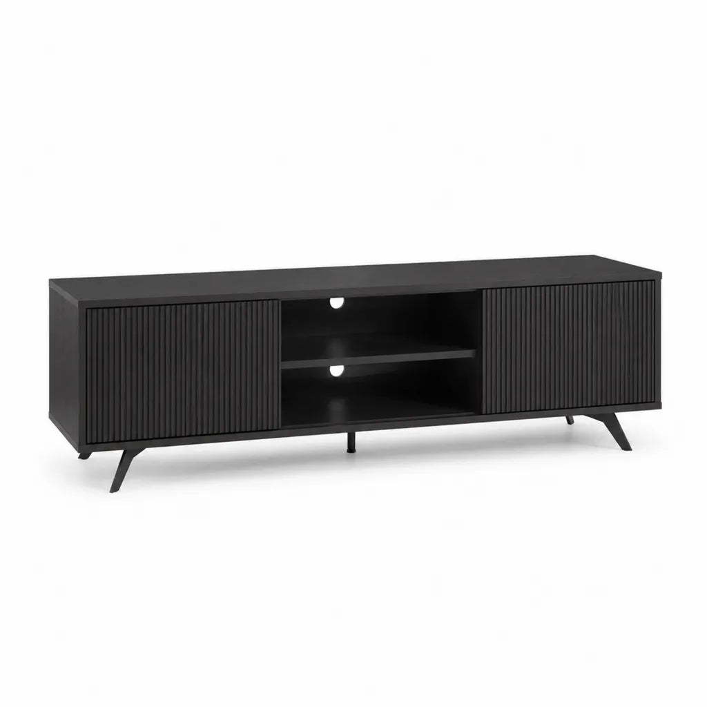 TV-Lowboard 160 x 40 x 50 cm aus melaminbeschichtetem MDF rechteckig Schwarz
