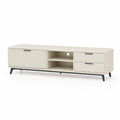 TV-Lowboard mit Schubladen und Kabeloffnung aus MDF rechteckig cremeweiss schwarz 160 x 40 x 55 cm