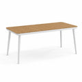 Gartentisch Esstisch 160 x 90 x 75 cm Akazienholz Aluminium rechteckig Natur Weiss