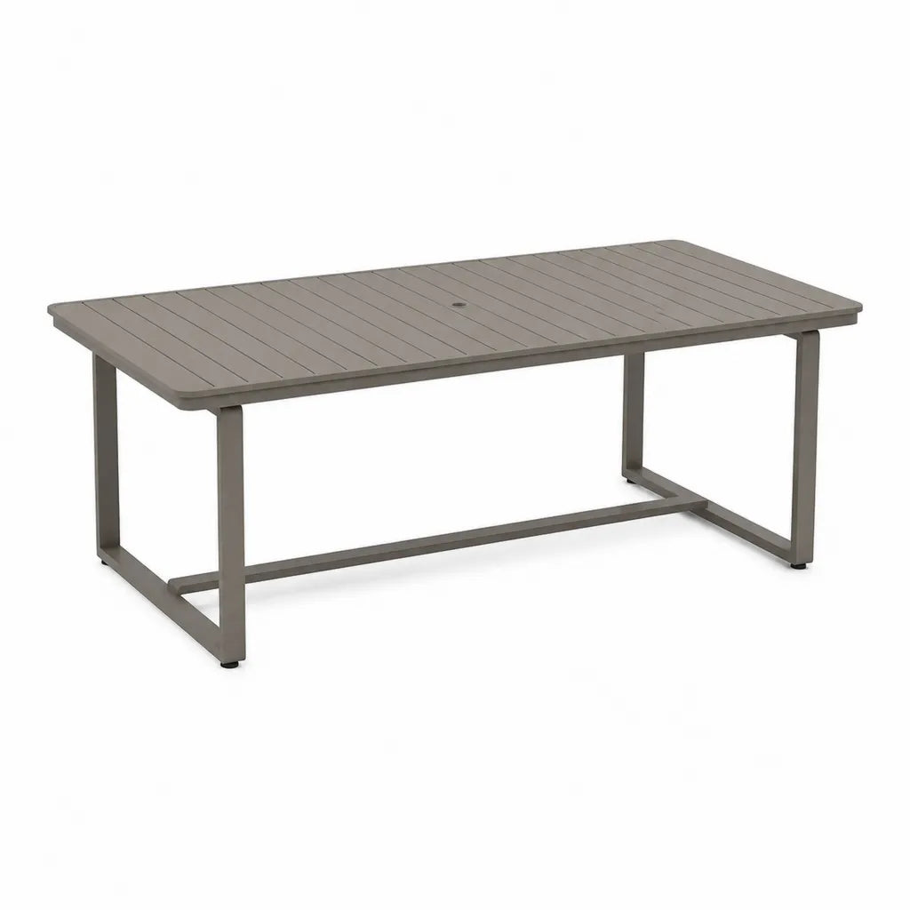 Gartentisch rechteckig 180 x 90 x 75 cm Aluminium Grau mit Sonnenschirmloch