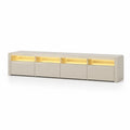 TV Lowboard mit LED Beleuchtung 240 x 40 x 45 cm MDF rechteckig Beige
