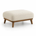 Fusshocker Polsterhocker 90 x 70 x 45 cm Boucle-Polyester rechteckig Creme mit Massivholzbeinen
