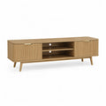 TV-Lowboard aus MDF mit Eichenfurnier rechteckig natur 180 x 40 x 55 cm