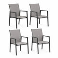 4er Set Gartenstuhle mit Armlehnen Aluminium und Textilene Grau Schwarz 55 x 65 x 92 cm