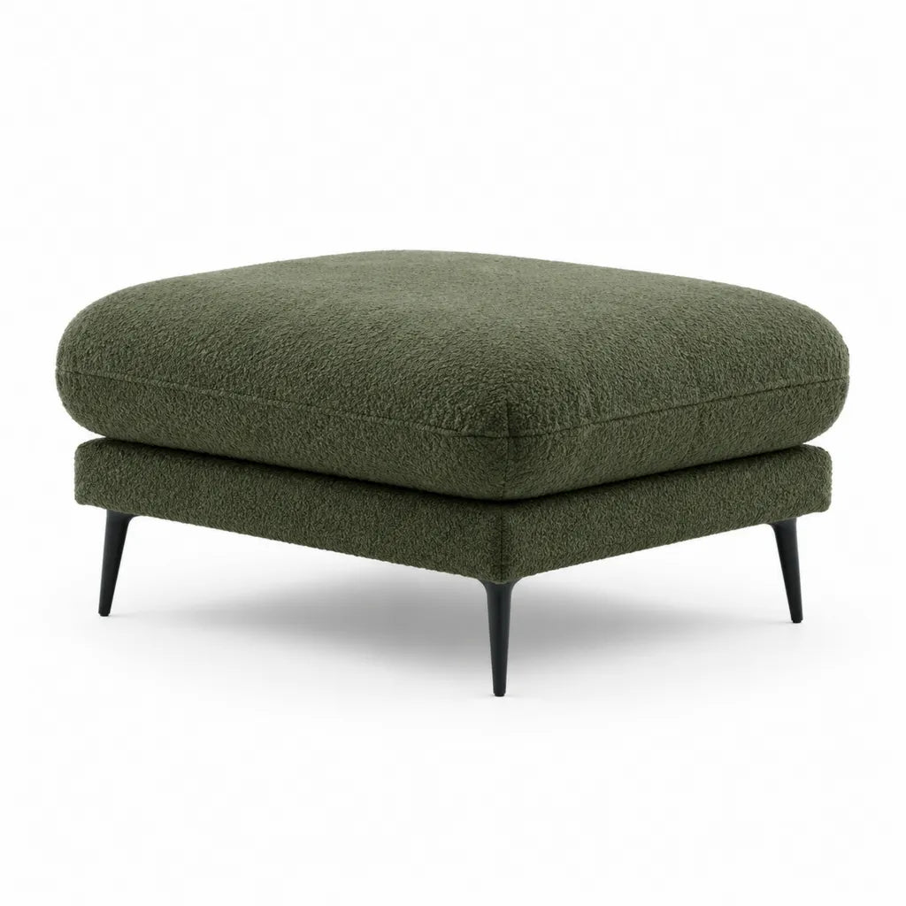 Polsterhocker Fusshocker 90 x 70 x 43 cm Polyester-Boucle rechteckig olivgrun