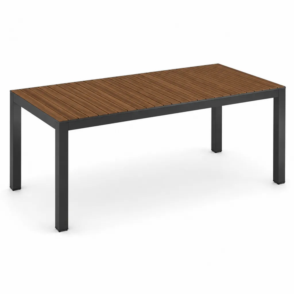 Gartentisch 200 x 100 x 75 cm rechteckig mit Akazienholzplatte und Aluminiumgestell Braun Anthrazit